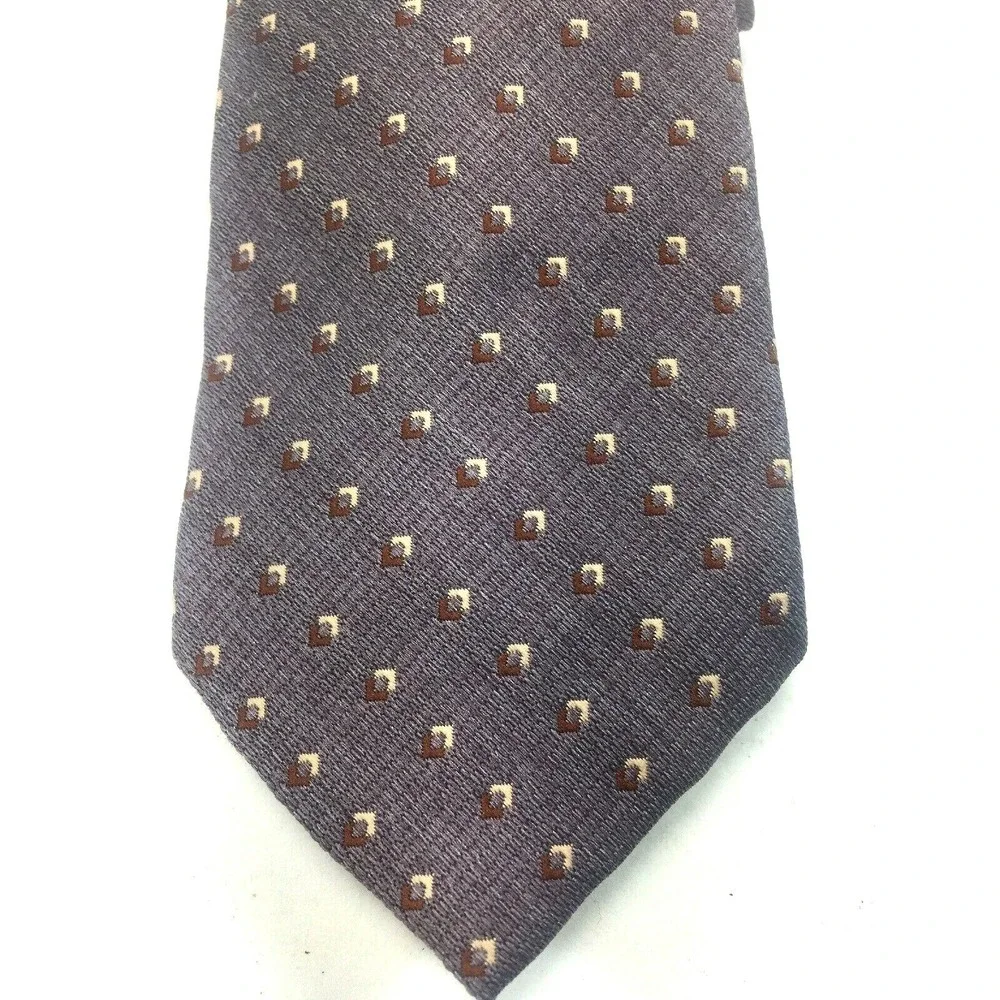 Lilly Dache' VTG Tie Symmetrical Diamond Beige Brown‎ Lavender
